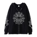 Premium Spider‑Web Zip Hoodie — Movie-Inspired Street Fashion Sweater