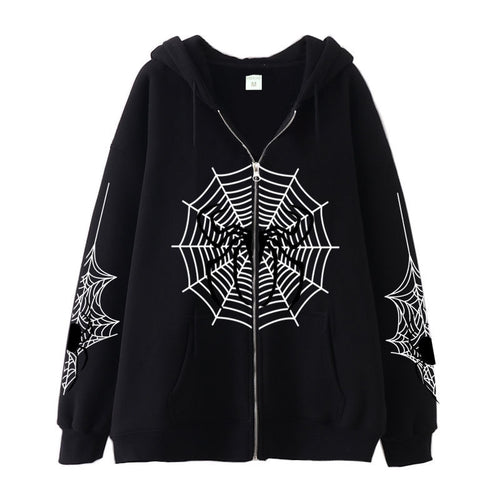 Premium Spider‑Web Zip Hoodie — Movie-Inspired Street Fashion Sweater