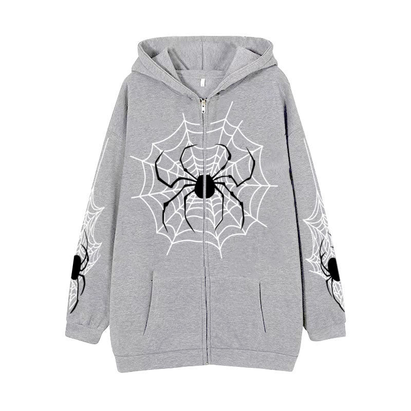 Premium Spider‑Web Zip Hoodie — Movie-Inspired Street Fashion Sweater