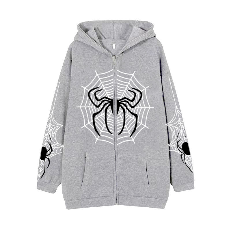 Premium Spider‑Web Zip Hoodie — Movie-Inspired Street Fashion Sweater