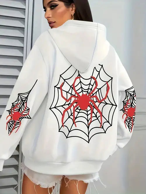 Premium Spider‑Web Zip Hoodie — Movie-Inspired Street Fashion Sweater