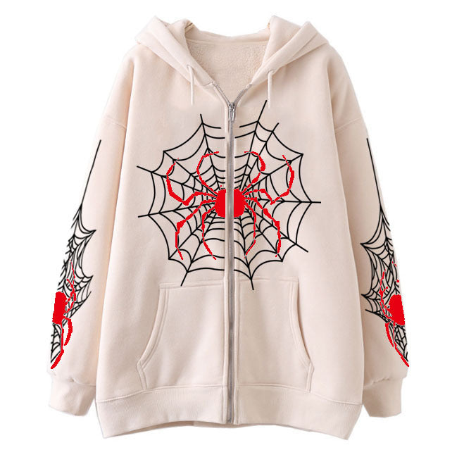 Premium Spider‑Web Zip Hoodie — Movie-Inspired Street Fashion Sweater