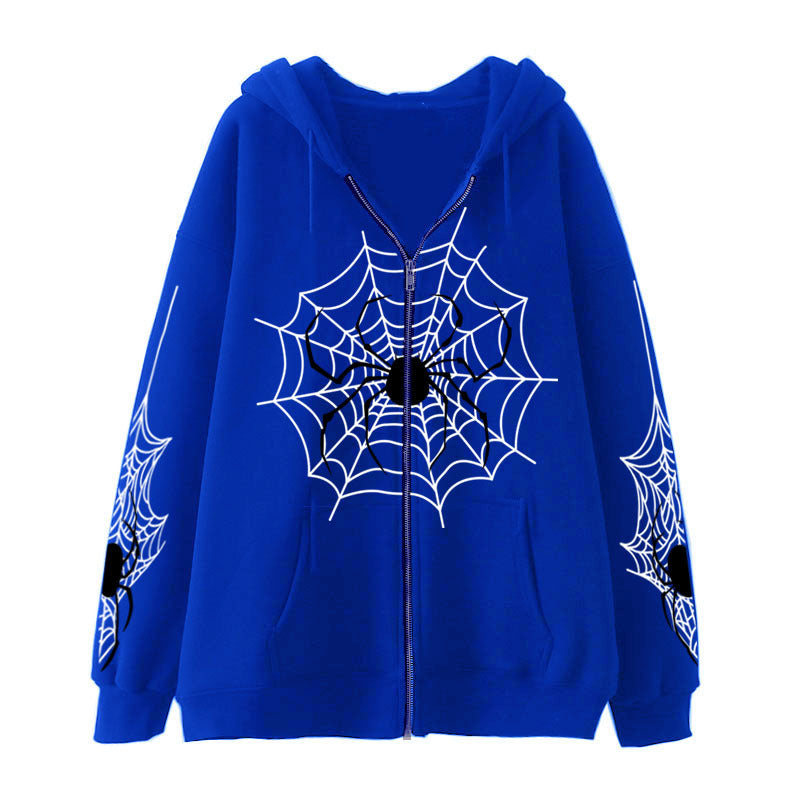 Premium Spider‑Web Zip Hoodie — Movie-Inspired Street Fashion Sweater